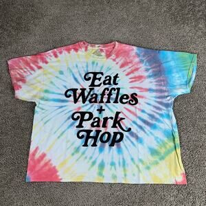 The Lost Bros Shirt Mens 2XL Multicolor Tie Dye Eat Waffles & Park Hop